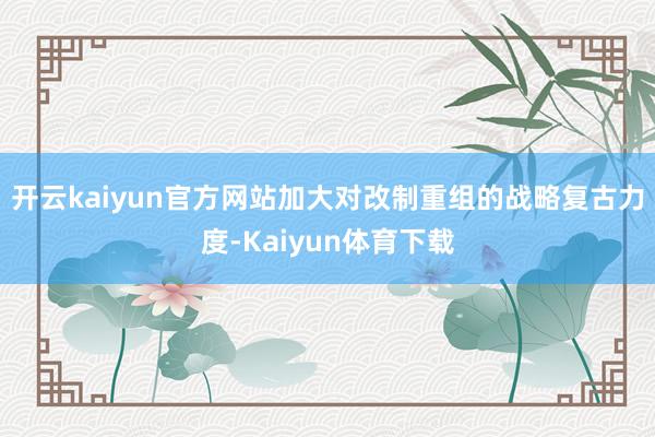 开云kaiyun官方网站加大对改制重组的战略复古力度-Kaiyun体育下载