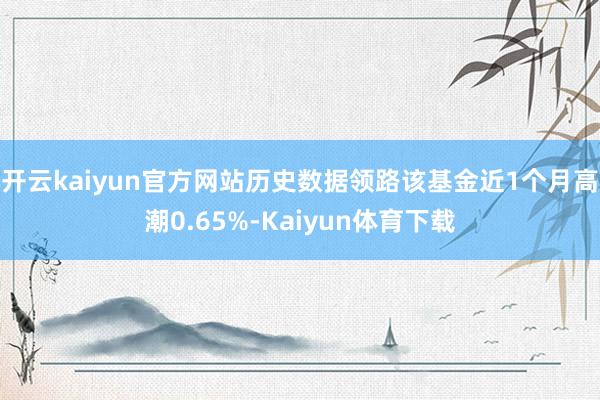 开云kaiyun官方网站历史数据领路该基金近1个月高潮0.65%-Kaiyun体育下载